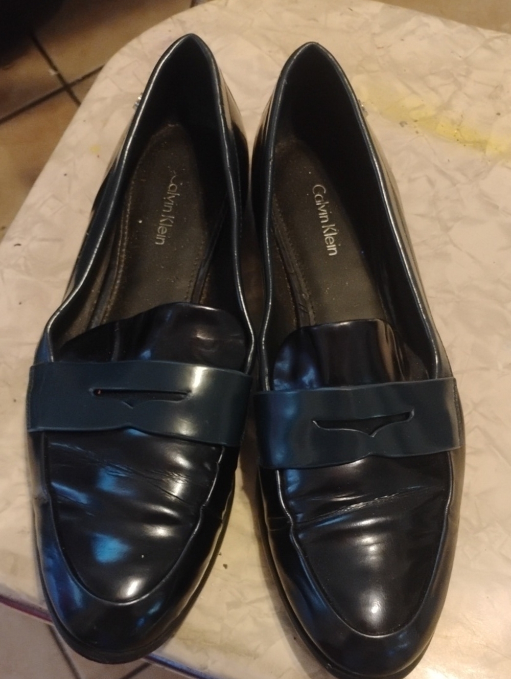 Calvin Klein Black Patent Leather Penny Loafers